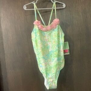*3/$30* NWT! Lilly Pulitzer Kids One Piece Swimsuit - Vibrant Green & Pink